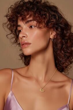 Christian Dior Vintage CD Monogram Pendant Necklace Gold Wheat Chain Signed